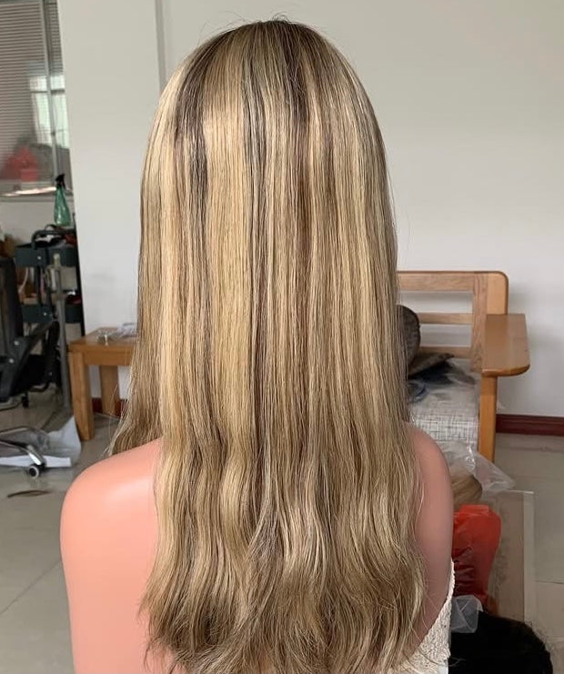 Jewish Wigs Blonde Balayage Virgin Human Hair Lace Front Wig