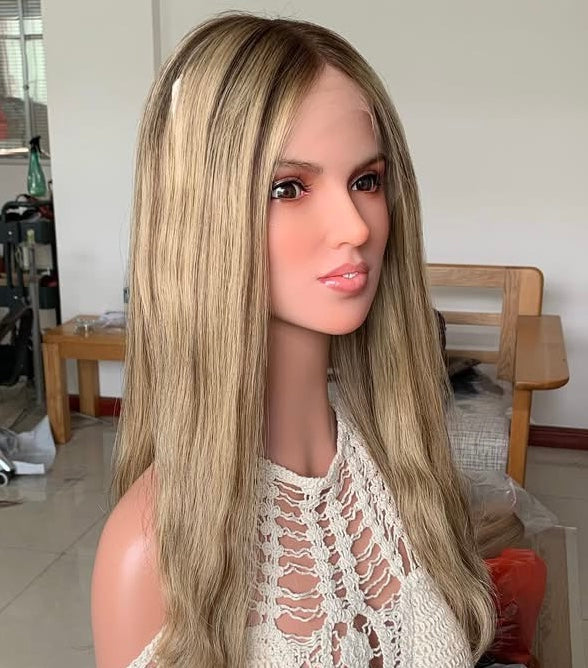 Jewish Wigs Blonde Balayage Virgin Human Hair Lace Front Wig