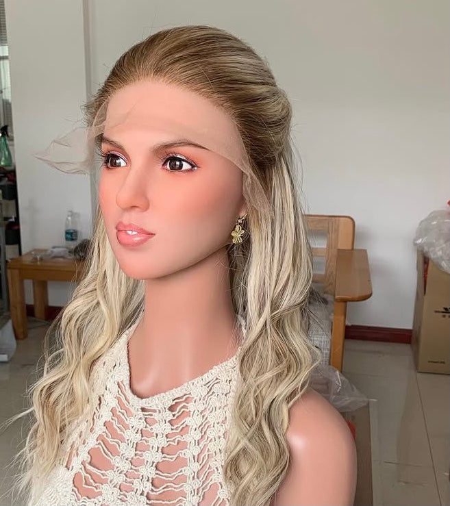 Jewish Wigs Blonde Balayage Virgin Human Hair Lace Front Wig
