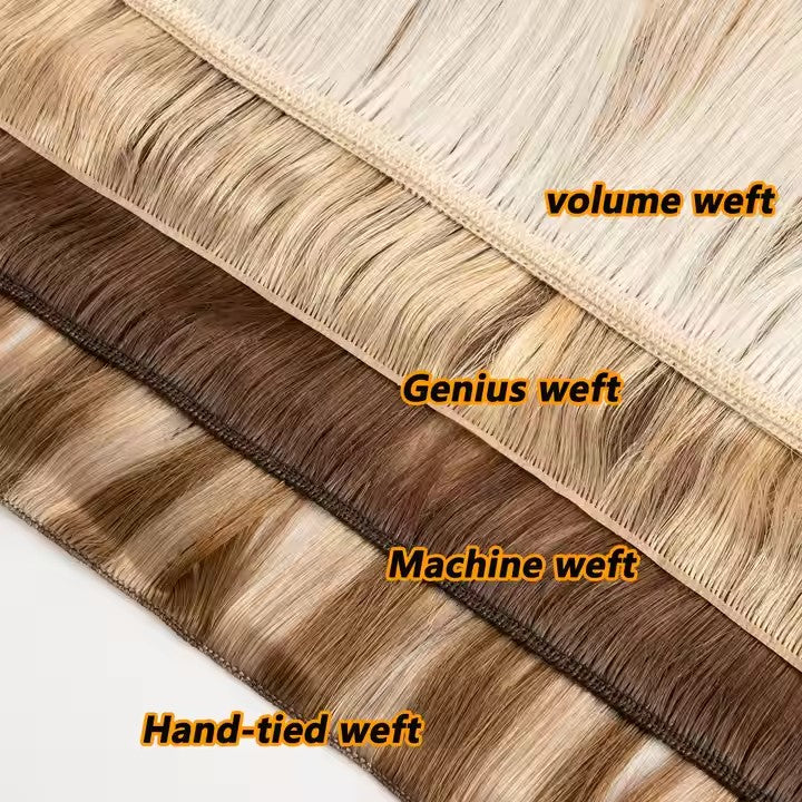 Raw Virgin Double Drawn Russian Genius Hair Extensions Thin Invisible No Return Hair Genius Weft