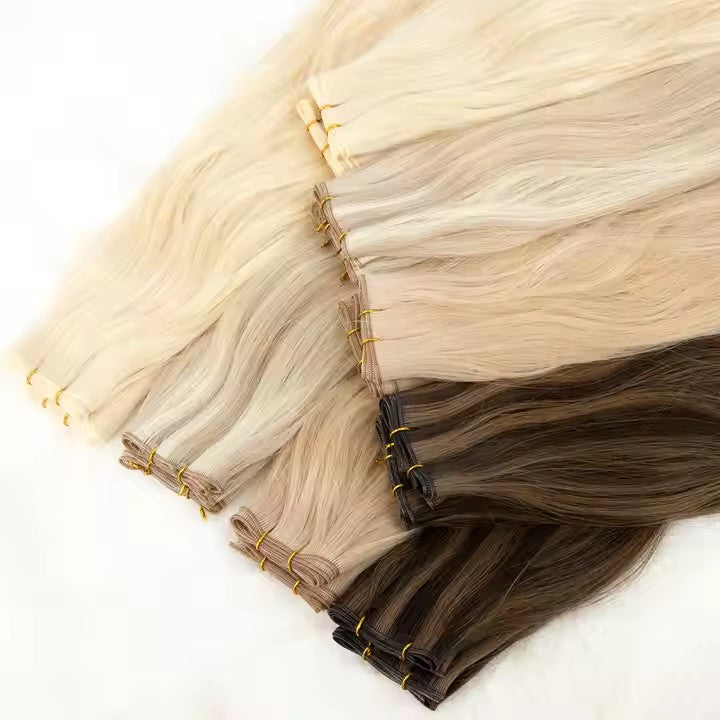 Raw Virgin Double Drawn Russian Genius Hair Extensions Thin Invisible No Return Hair Genius Weft
