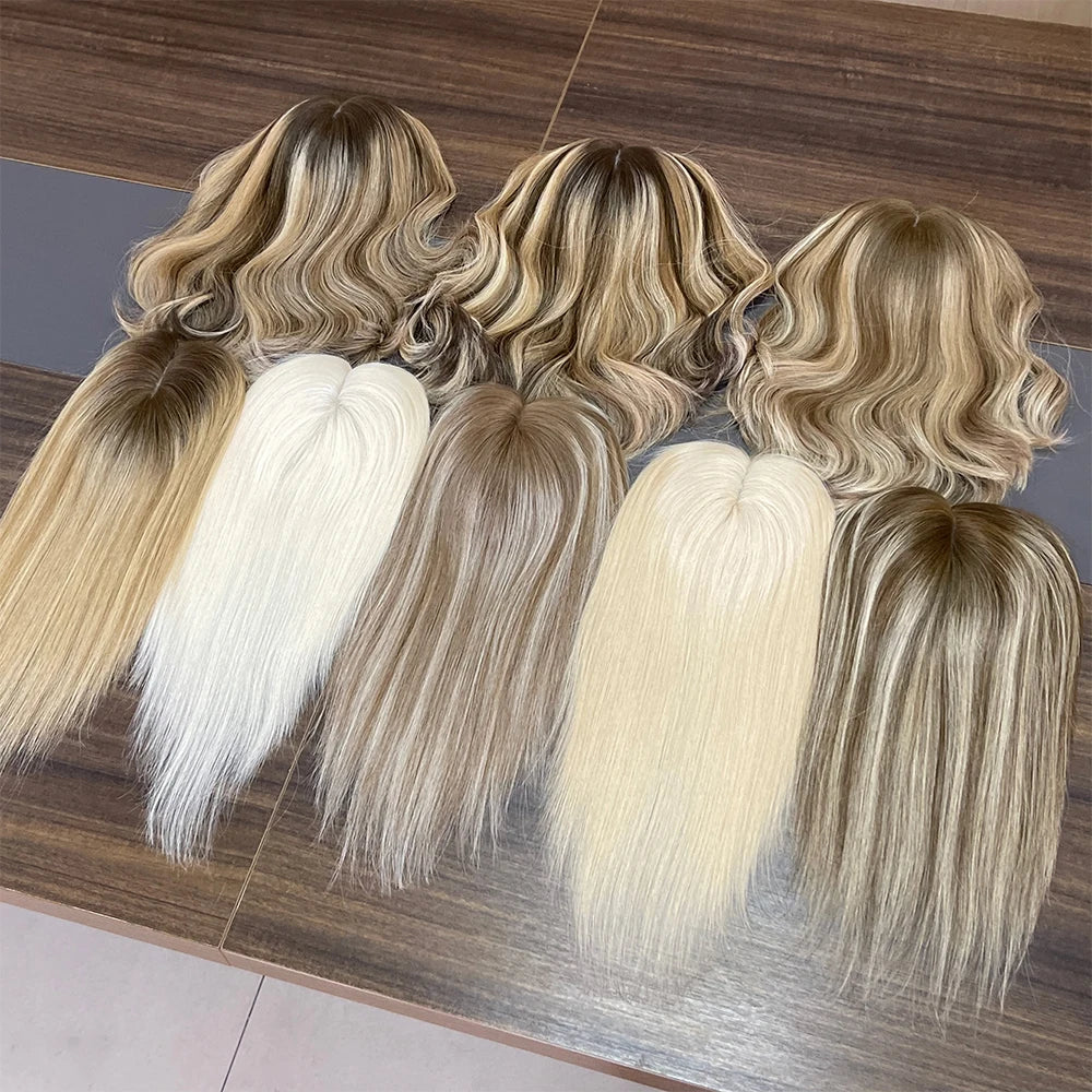 Hair Topper High Quality Russian Human Hair Mono Lace Hair Toppers for Bald Women