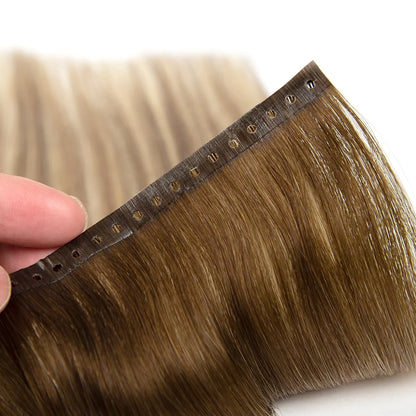 Seamless Xo Invisible Flat Weft Hole New Design Twin Tab Hole Weft Hair Extensions Invisible Weft with Holes