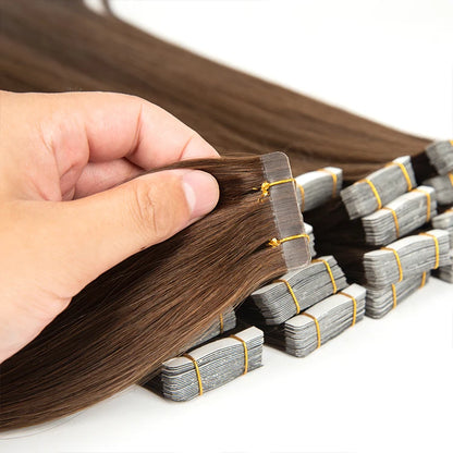 Unprocessed Double Drawn Russian Skin Weft Extensions Straight 100% Human Hair Tape in Hair Extensions Textured Vendors