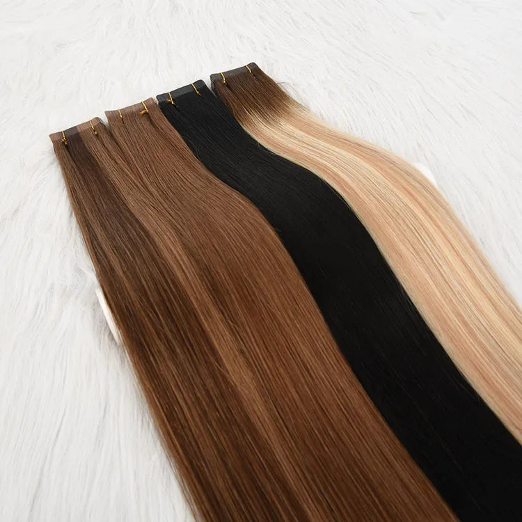 Unprocessed Double Drawn Russian Skin Weft Extensions Straight 100% Human Hair Tape in Hair Extensions Textured Vendors