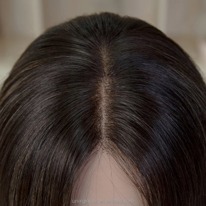 Real European Raw Human Hair Ombre Blonde Brown Root Highlights Lace or Silk Top Jewish Kosher Wigs for Women