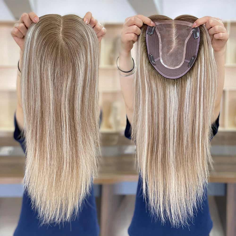 Hair Topper High Quality Russian Human Hair Mono Lace Hair Toppers for Bald Women